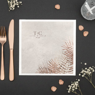 Copper Sunset Palm Leaves on Stone ID1323 Napkin