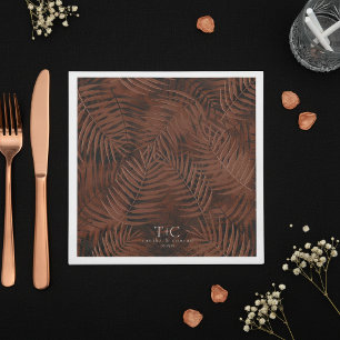 Copper Sunset Palm Leaves Pattern Wedding ID1323 Napkin