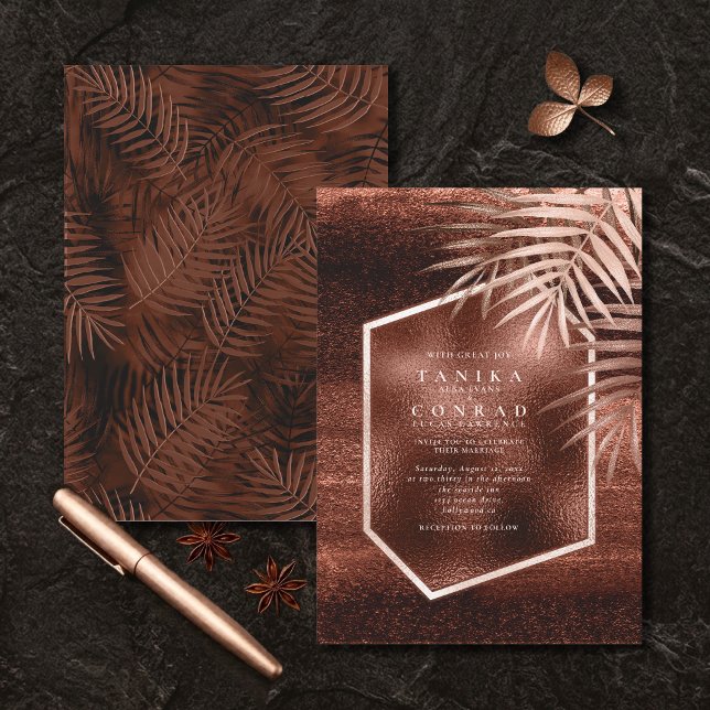 Copper Sunset Palms Dark Metallic ID1323 Invitation (Creator Uploaded)