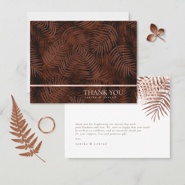 Copper Sunset Palms Pattern Thank You ID1323 Card (Creator Uploaded)