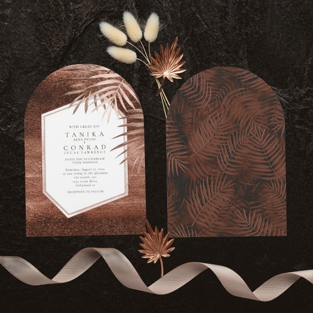 Copper Sunset Palms Wedding Arch ID1323 Invitation (Creator Uploaded)