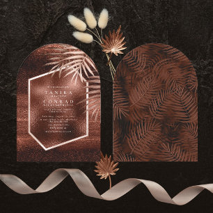Copper Sunset Palms Wedding Dark Arch ID1323 Invitation