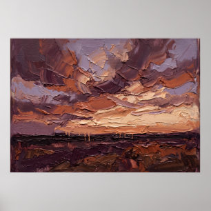 Copper Sunset Prairie Landscape Poster