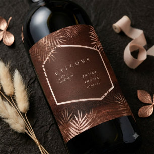 Copper Sunset Wedding Welcome ID1323 Wine Label