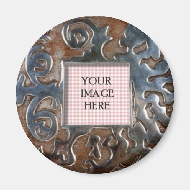 Copper Swirls Round Template Magnet (Front)