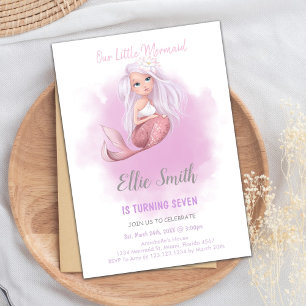 Copper Tail Mermaid Birthday Invitations
