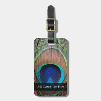 Copper/Teal/Blue Peacock Feather Luggage Tag