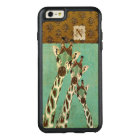 Copper & Teal Giraffes Damask Monogram iPhone Case