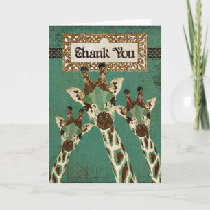 Copper & Teal Giraffes Thank You Card