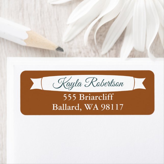 Copper & Teal Green Address Label with Banner (Insitu)