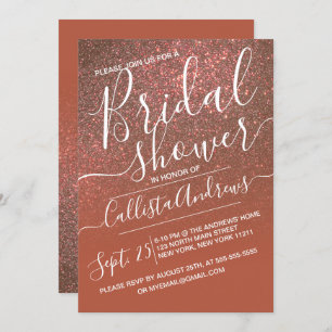 Copper Terracotta Glitter Ombre Bridal Shower Invitation
