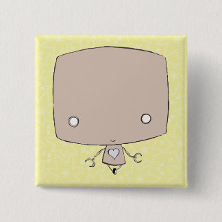 Copper the Little Robot (lemon washi print) 15 Cm Square Badge
