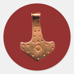 Copper Thor Hammer red large round stickers