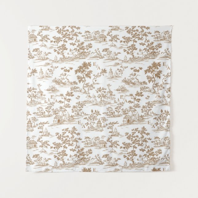 Copper Toile / Mocha Mousse, Photo Wall Backdrop Tapestry (Front)