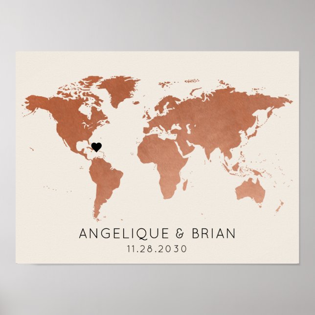 Copper Travel Theme Guest Sign In Wedding Mitzvah (Front)