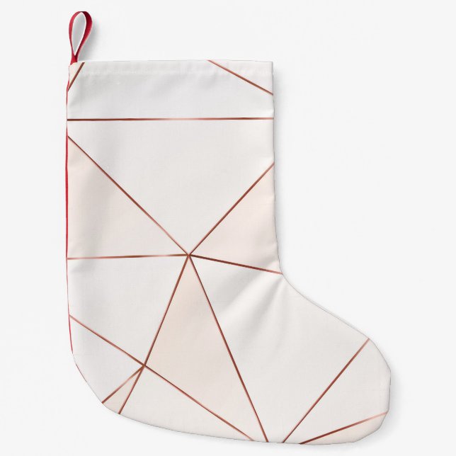 Copper triangles, metallic, glitter, polygonal. small christmas stocking (Front)
