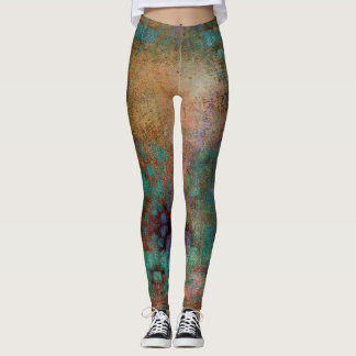 Copper, Turquoise and Magenta Abstract Leggings
