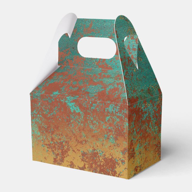 Copper Turquoise Blue Orange Brown Favour Box (Front Side)