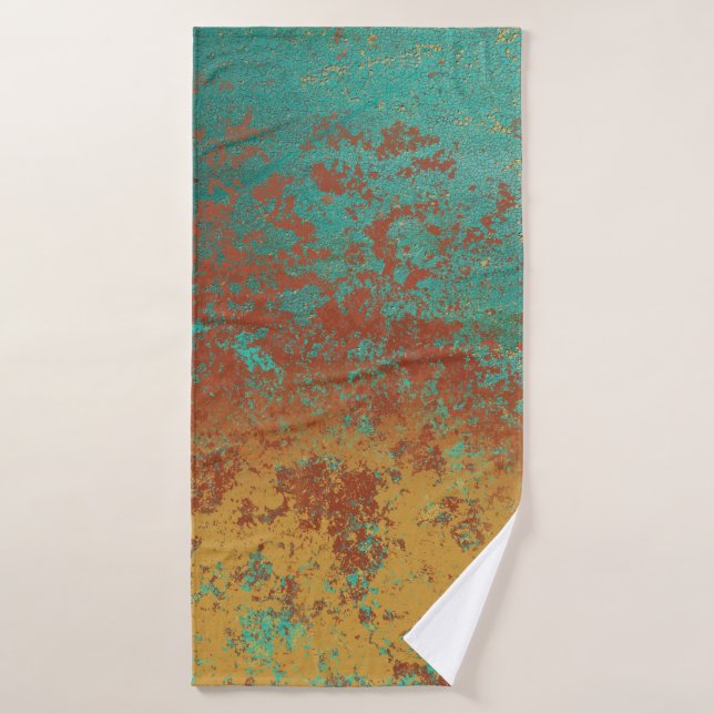 Copper Turquoise Blue Orange Brown Texture Bath Towel Set (Bath Towel)