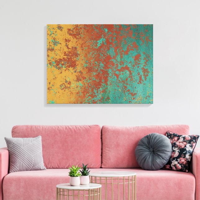 Copper Turquoise Blue Orange Brown Texture Canvas Print (Insitu(LivingRoom))