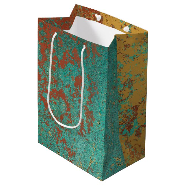 Copper Turquoise Blue Orange Brown Texture Medium Gift Bag (Front Angled)