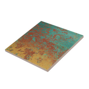 Copper Turquoise Blue Orange Brown Texture Tile