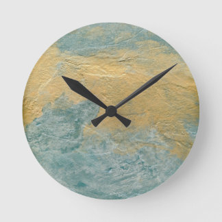 Copper Turquoise Faux Finish Round Clock