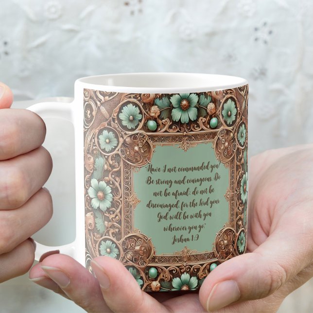 Copper Turquoise Fillagree Frame Customisable  Coffee Mug (Creator Uploaded)