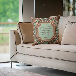 Copper Turquoise Fillagree Frame Customisable  Cushion