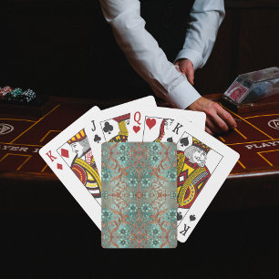 Copper Turquoise Floral  Playing Cards