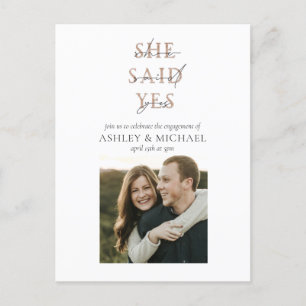 COPPER TYPOGRAPHY Photo Wedding Engagement Party Announcement Postcard