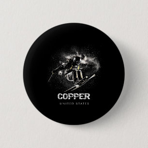 Copper United States Ski Skiing Skier 6 Cm Round Badge
