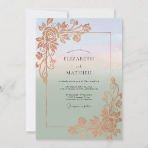 Copper Vine Mint Wedding Invitation