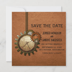 Copper Vintage Clock Save the Date Invite