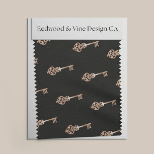 Copper   Vintage Key Pattern Fabric