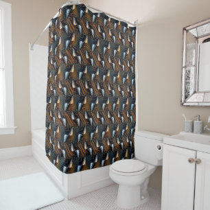 Copper Waves Abstract Geometric Flow Pattern 1303 Shower Curtain