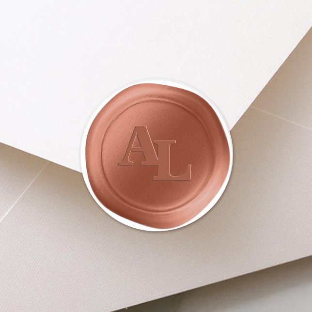 Copper Wax Seal Monogram Wedding Stickers (Copper wax seal wedding sticker with monogram Initials of the Bride and Groom.)
