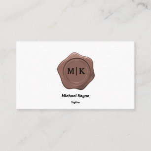 Copper Wax Seal on Black & White Business Card