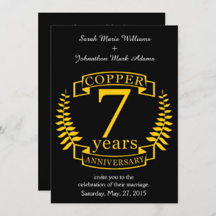 Copper wedding anniversary 7 years invitation