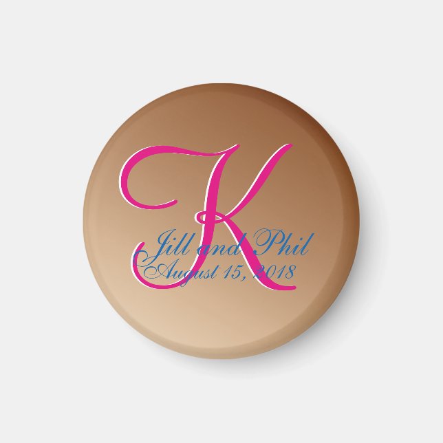 Copper Wedding Monogram Magnet (Front)