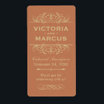 Copper Wedding Wine Bottle Monogram Favour Labels<br><div class="desc">Perfect for vineyard weddings or wine bottle favours,  these elegant vintage flourished style labels feature a custom wedding monogram with bride and groom's names,  the wedding date,  type of wine,  and thank you message that can be completely personalised. Copper orange and champagne gold colours.</div>