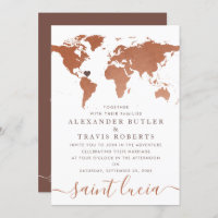 Copper World Map Destination Wedding