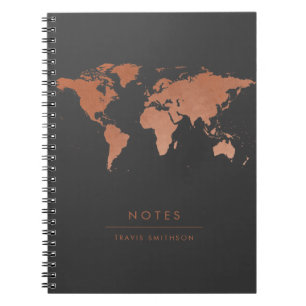 Copper World Map Travel Lover Notebook
