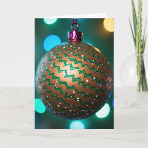 Copper Zigzag Christmas Ornament Card