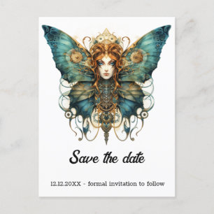 Copperfly Empress Butterfly Steampunk Wedding Announcement Postcard