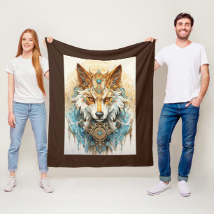 Copperfur Steampunk Wolf Fleece Blanket