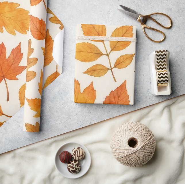 Copperleaf Watercolor Autumn Leaves  Wrapping Paper (Crafts)