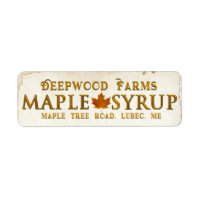 Copperplate Maple Syrup Jar Label with Leaf