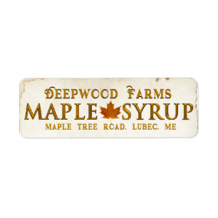 Copperplate Maple Syrup Jar Label with Leaf