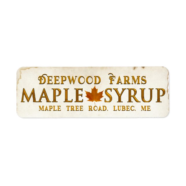 Copperplate Maple Syrup Jar Label with Leaf (Front)